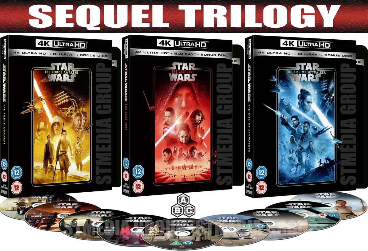 Star Wars Sequel Trilogy: The Force Awakens / The Last Jedi / The Rise of Skywalker [9-Disc Set] [4K UHD + Blu-ray] [Region Free]